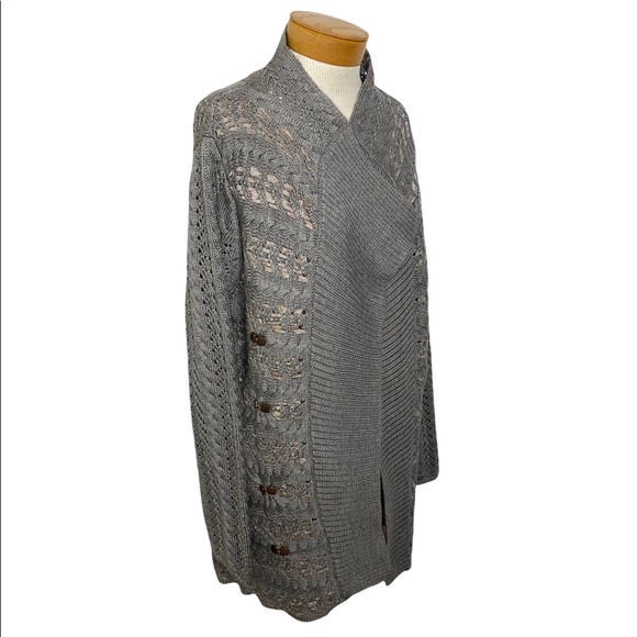 COLDWATER CREEK Crochet Knit Cardigan, Women's M Size Lamy pale white type Vintage Second Hand